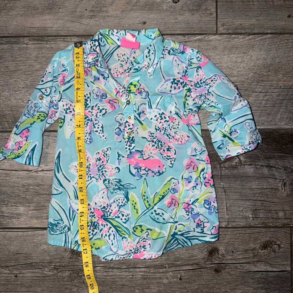 Lilly Pulitzer Kids Girls Floral Print Top Blouse Shirt XS - Picture 5 of 6